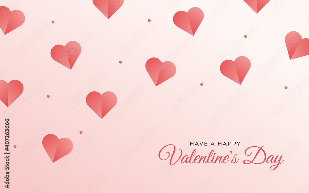 Valentine's day background with paper elements in shape of heart. Vector illustration with 3D papercut effect. Wallpapers, invitation, banner, greeting card. EPS 05.