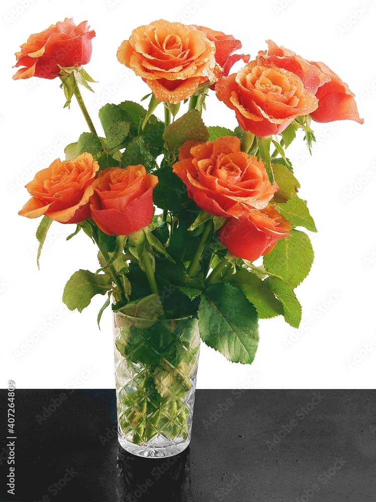 Obraz premium posy of pretty orange roses close up