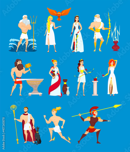 Cartoon Greek Gods set