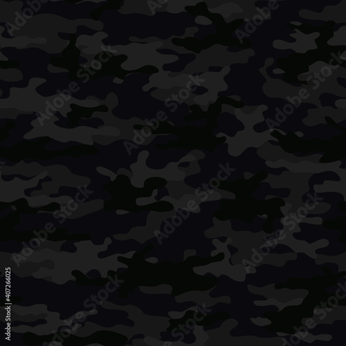 camouflage black vector pattern. trendy classic design.