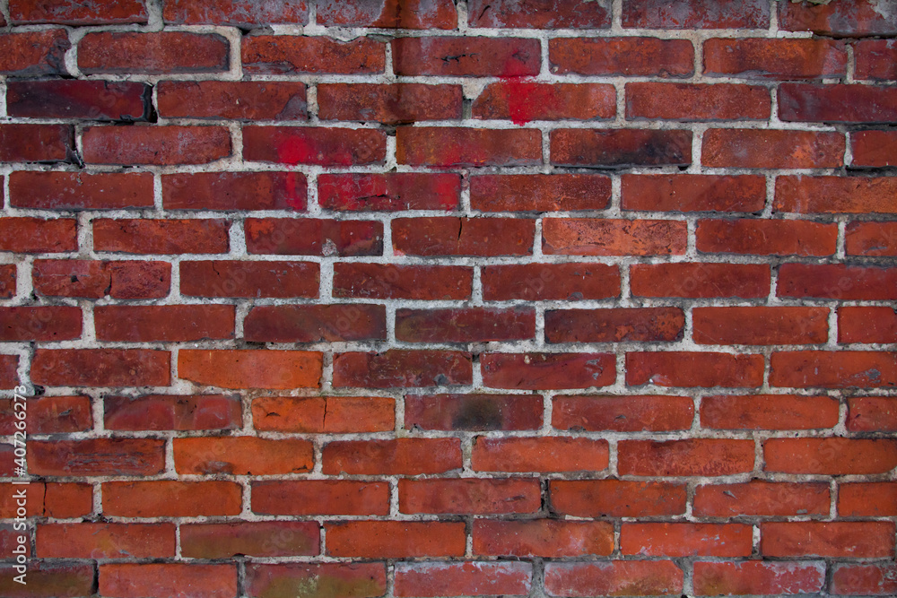 Red brick wall, brick pattern, red brick background Red brick wall, brick pattern, red brick background