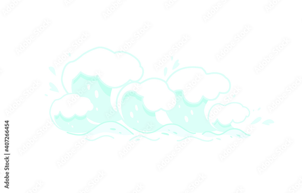 Sea waves. Flat vector cartoon illustration Sea waves. Flat vector cartoon illustration
