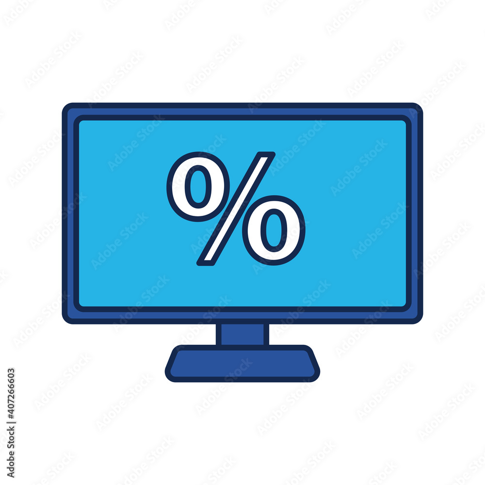 computer desktop with percent symbol flat style icon computer desktop with percent symbol flat style icon