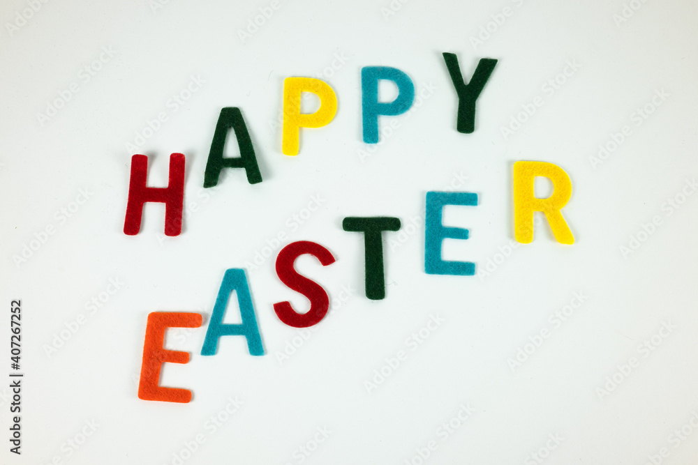 Happy Easter in colors on the white background Happy Easter in colors on the white background