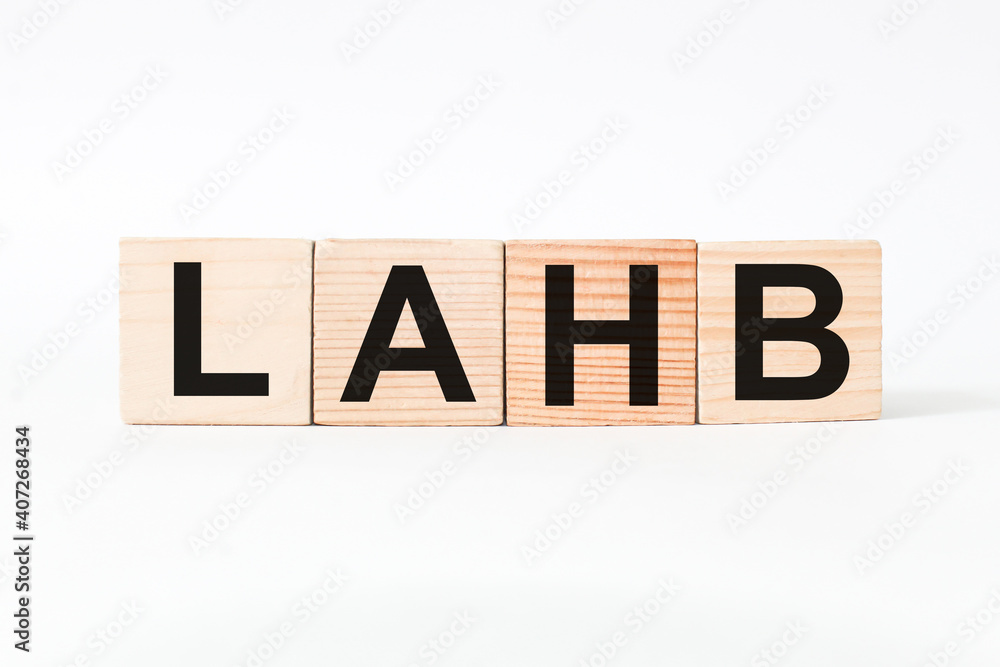 wooden cubes with text LAHB. the medicine. medical concept wooden cubes with text LAHB. the medicine. medical concept