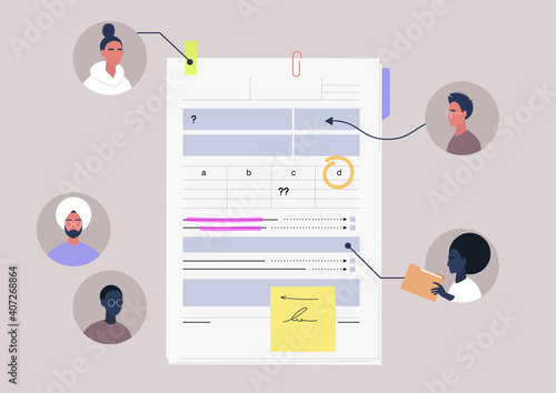 Shared work on a document, collective task, digital teamwork