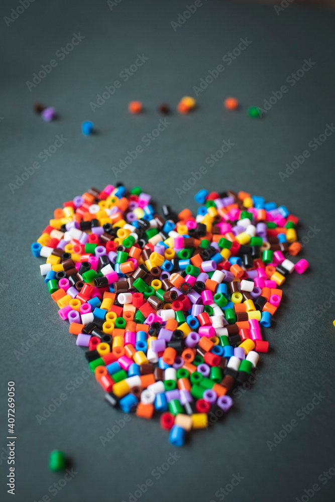 Super colorful heart made with hama beads for a special Valentine's day.