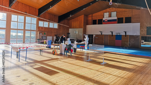 Photography Testing of Slovak population for the coronavirus COVID-19 in town Lama -Bratisla