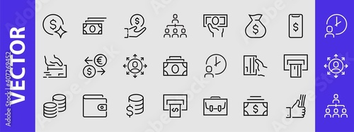 BUSINESS and FINANCE Thin Line Icon Set, contains icons such as Coins, Currency Exchange, Card Payment, Terminal and much more, Editable Line, Vector Illustration