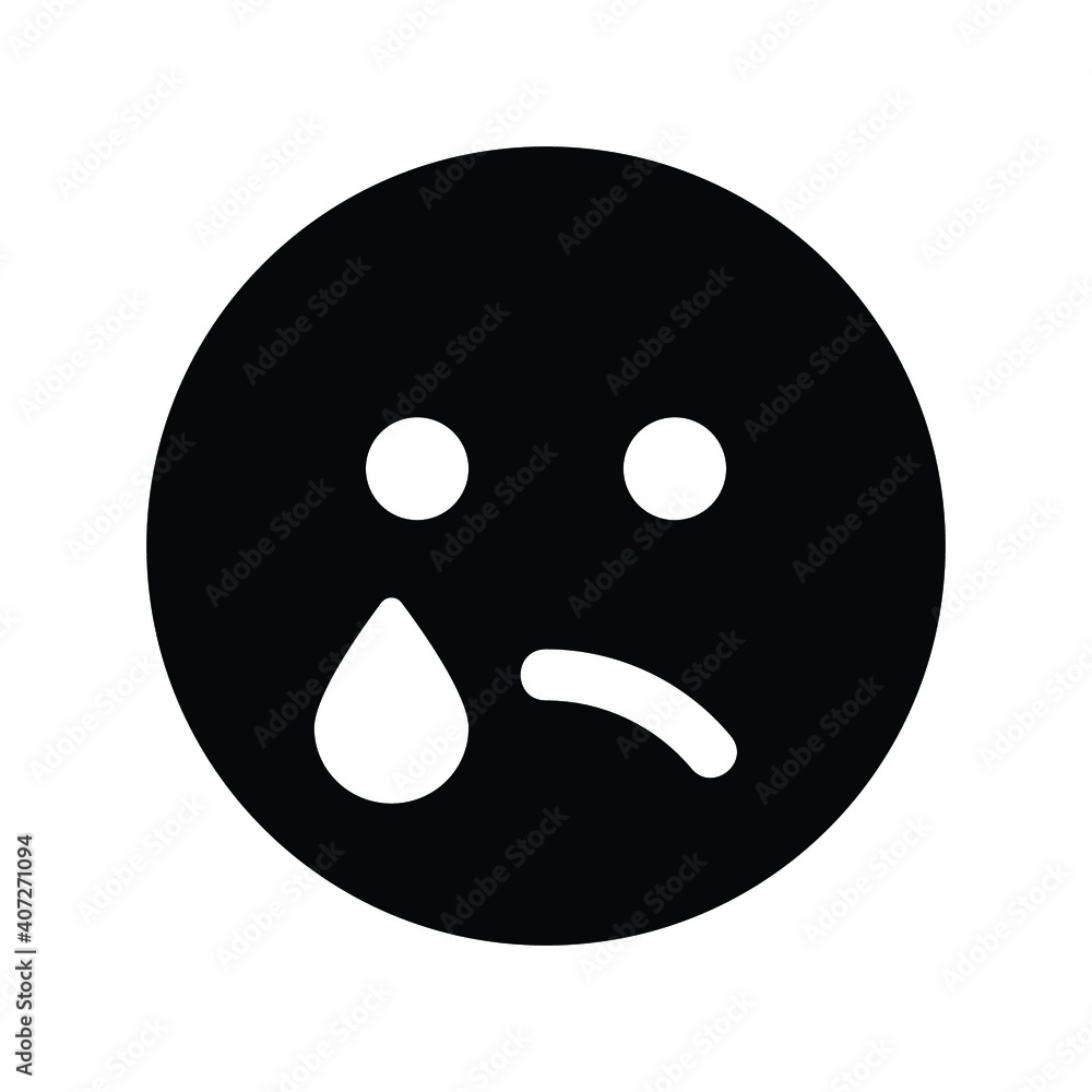 Fototapeta premium Sad emoticon crying face in vector Icon