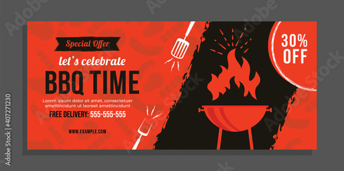 BBQ Social Media cover Post, Barbecue Food banner Template, vector 