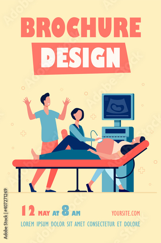 Sonographer doctor examining pregnant woman