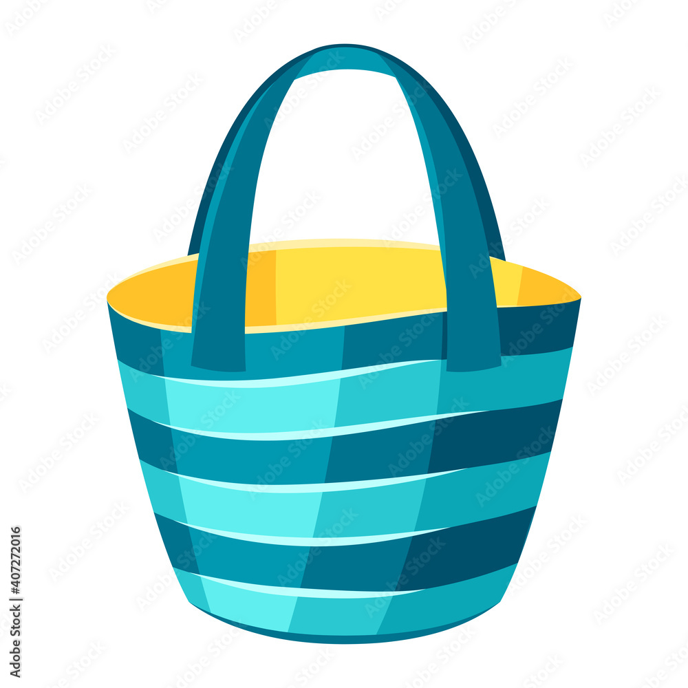 Illustration of female striped beach bag. Illustration of female striped beach bag.