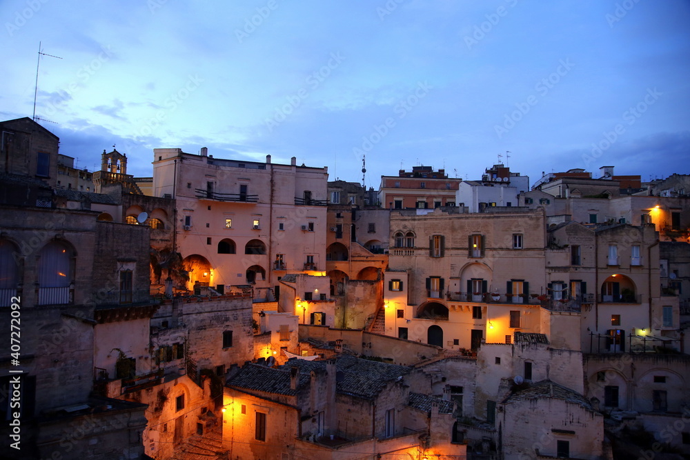 Evening in the Sasso Barisano of Matera, European Capital of Culture 2019
