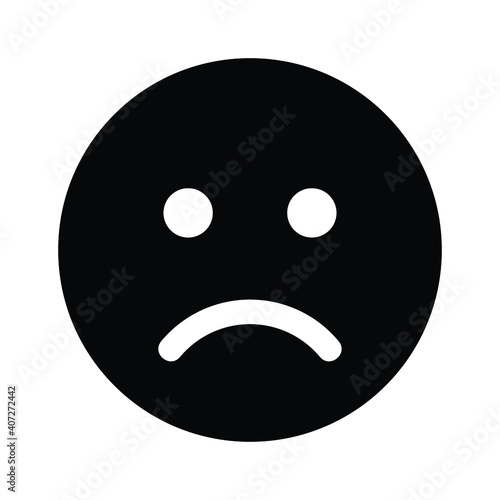 Fototapeta Emoji frown face in flat design icon