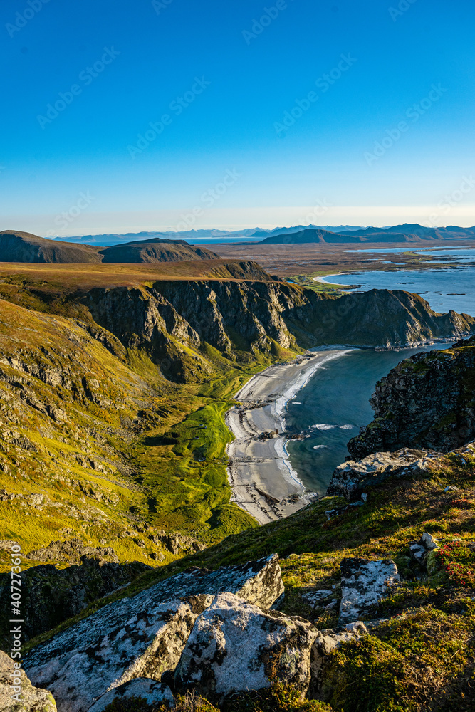Fototapeta premium Beach from above on Vesterålen