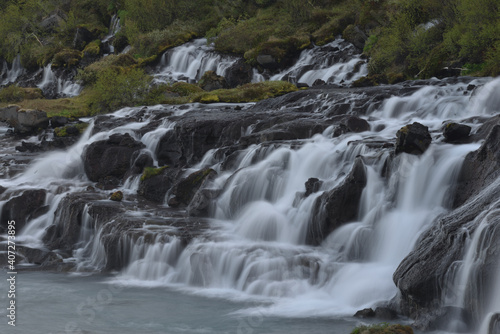 Hraunfossar Waterfalls in western Iceland