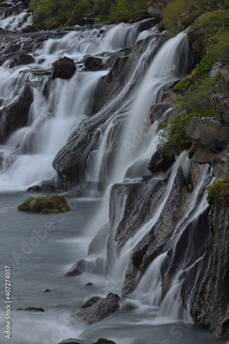 Hraunfossar Waterfalls in western Iceland