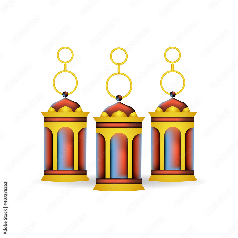 Obraz premium 3d design lantern eid mubarak design vector