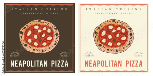 Neapolitan pizza baked in wood fired oven