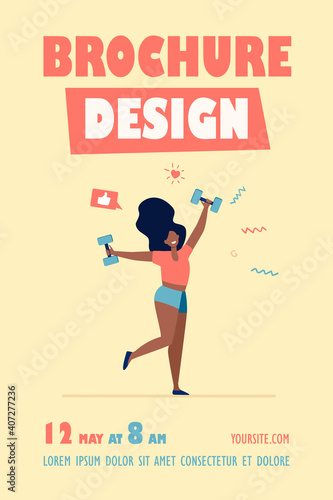 Happy dark skinned girl doing exercises