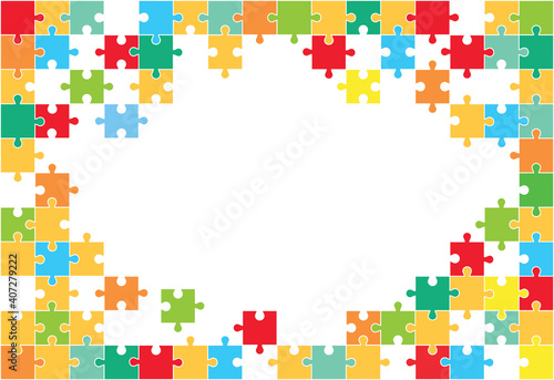 Multi-colored background from separate pieces of mosaic  puzzles  on a white background. Business  merger  joining  teamwork.