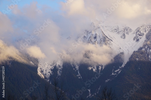 Clouds flying over the mountain,  Mount Cheam, Canada, British Columbia, Agassiz, Seabird Island,  © Taran