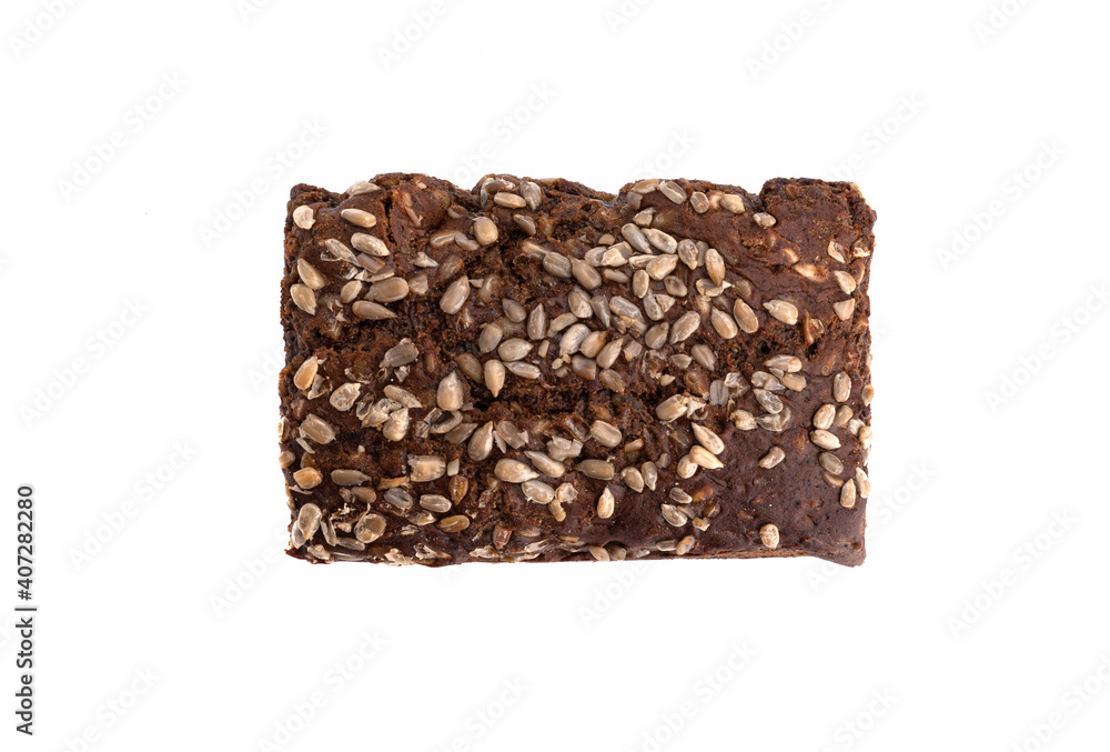 Top view of a whole loaf of rye bread with sunflower seeds. Top view of a whole loaf of rye bread with sunflower seeds.