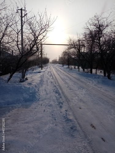 winter landscape in the village