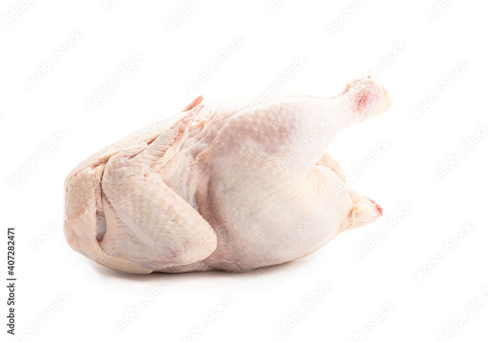 Whole fresh raw chicken isolated on white background. Whole fresh raw chicken isolated on white background.