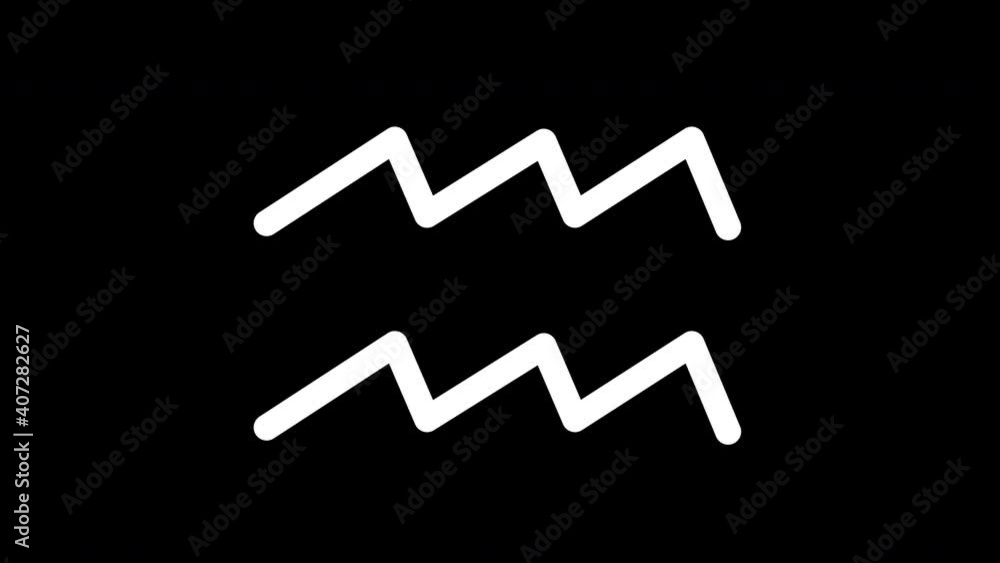 Aquarius Sign or Symbol Animation on Black Background Aquarius Sign or Symbol Animation on Black Background