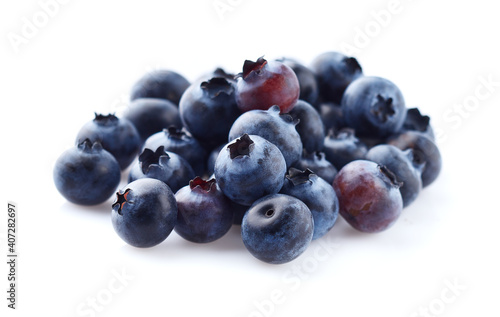 Fresh blueberry in closeup on white background