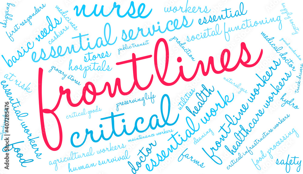 Front Lines word cloud on a white background.