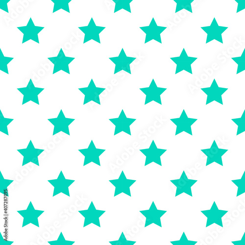 Blue green stars on white background.Seamless vector pattern. For decoration  printing  wed design  textile  surface design.