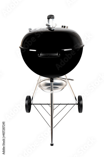 New black Charcoal grill isolated on white background.