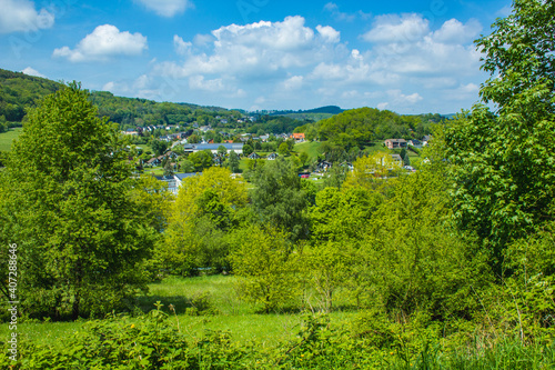 Village Rurberg at Eifel National Park, Germany, surrounded by green lush nature