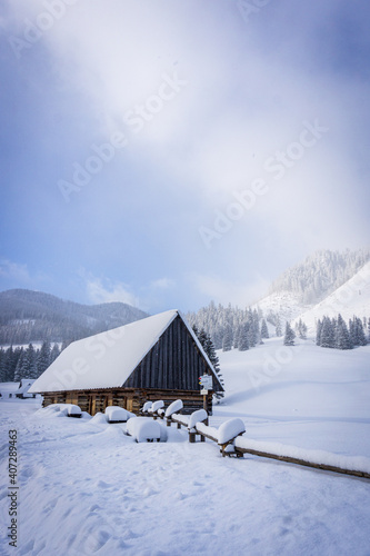 Mountain valley in winter. Chochołowska Valley, Tatra Mountains, Poland © K. Skubala