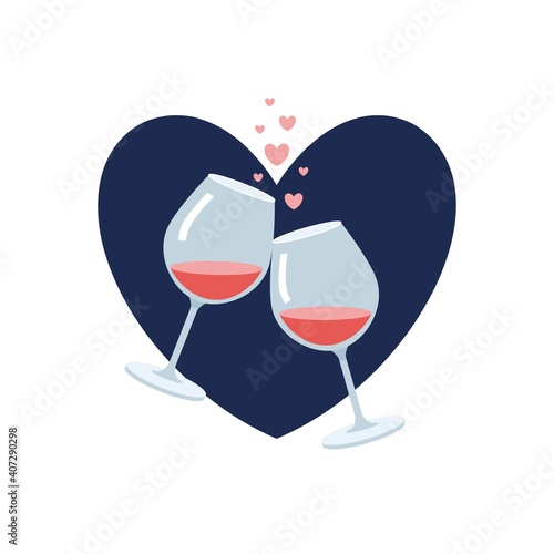 Wine valentines day heart vector illustration