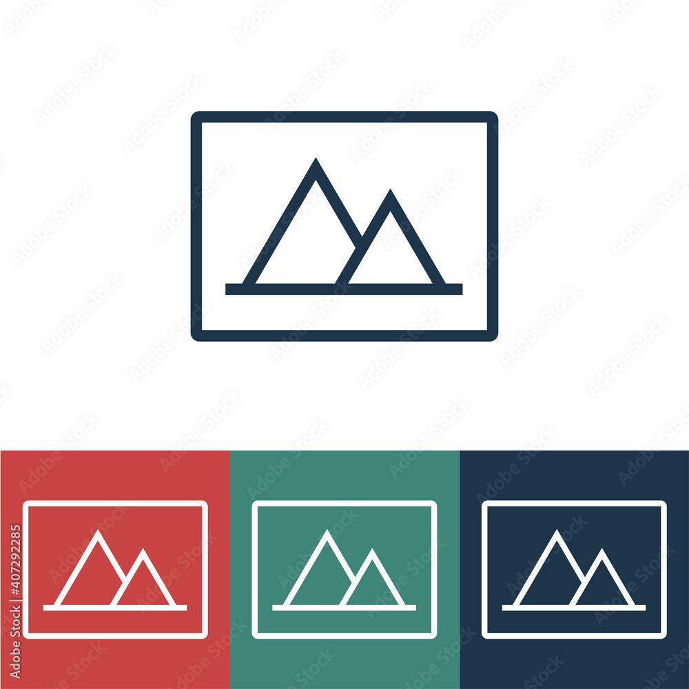 Linear vector icon with photos of mountains Linear vector icon with photos of mountains