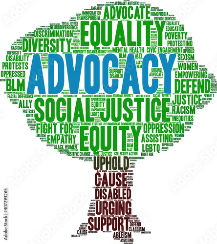 Advocacy Word Cloud on a white background. 