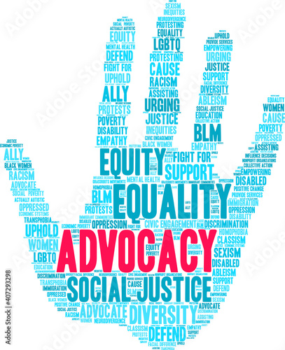 Advocacy Word Cloud on a white background. 