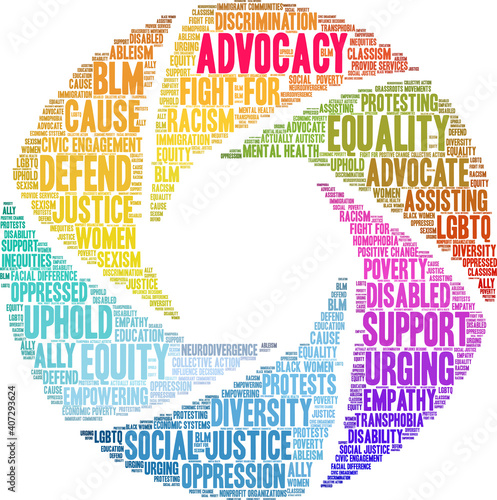 Advocacy Word Cloud on a white background. 