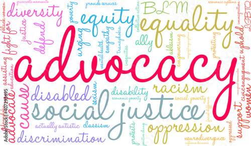 Advocacy Word Cloud on a white background.
