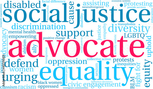 Advocate Word Cloud on a white background.  photo