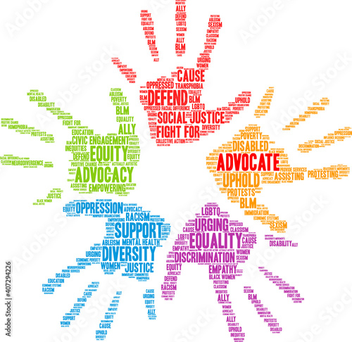 Advocate Word Cloud on a white background. 