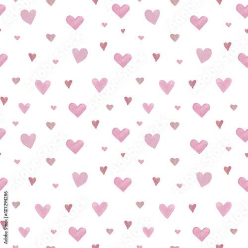 Decorative hearts. Large watercolor pattern on the theme of marriage, love, Valentine's Day. Give your designs a touch of exclusivity with hand-drawn hearts 