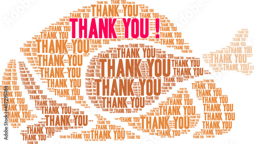 Thank You Thanksgiving Word Cloud on a white background. 