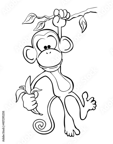 Cute Cartoon Monkey Isolated Vector Illustration