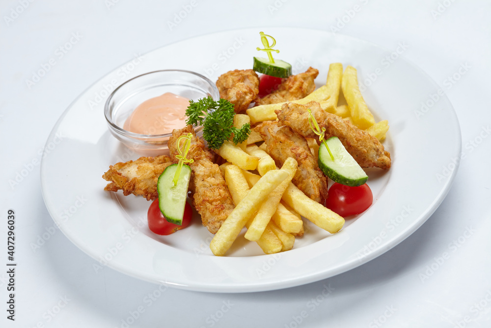 Chicken nuggets with french fries Chicken nuggets with french fries