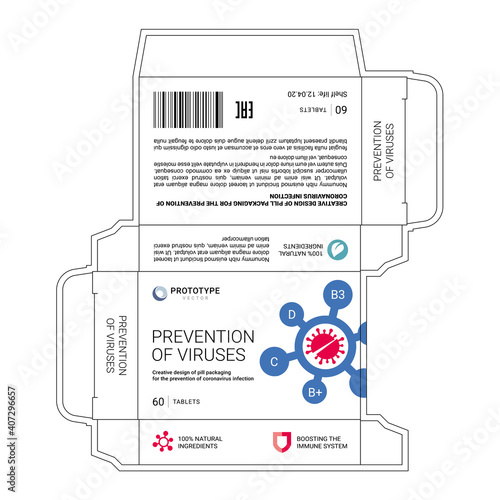 The design of the packaging of the antiviral drug, template, vector